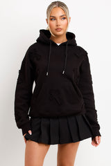 cross applique hoodie with kangaroo pockets styledup