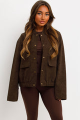 womens zara bomber jacket faux suede styledup