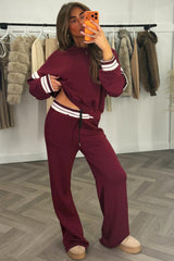 womens wide leg joggers and oversized sweatshirt co ord set with stripe styledup