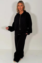 zara womens soft bomber jacket and joggers tracksuit co ord set airport outfit 