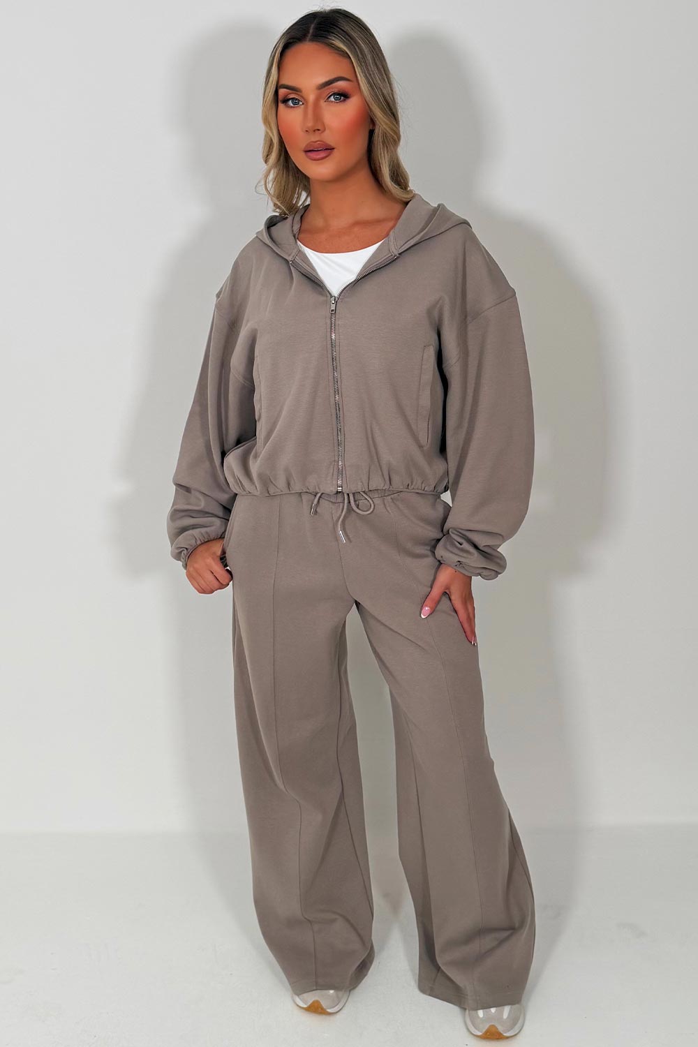 zara womens soft bomber jacket and joggers tracksuit co ord set airport outfit 