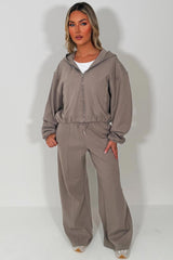 zara womens soft bomber jacket and joggers tracksuit co ord set airport outfit 