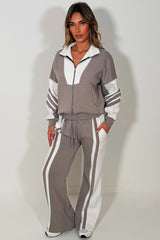 zip up sweatshirt top and wide leg joggers tracksuit for womens styledup airport outfit 