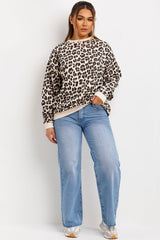 leopard print sweatshirt crew neck