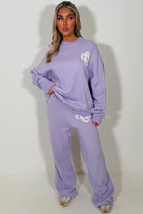 knitted loungewear co ord set lilac womens couture club 