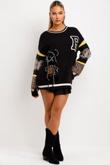 womens r teddy bear knitted jumper with diamante detail