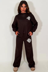 knitted loungewear co ord set burgundy womens couture club 