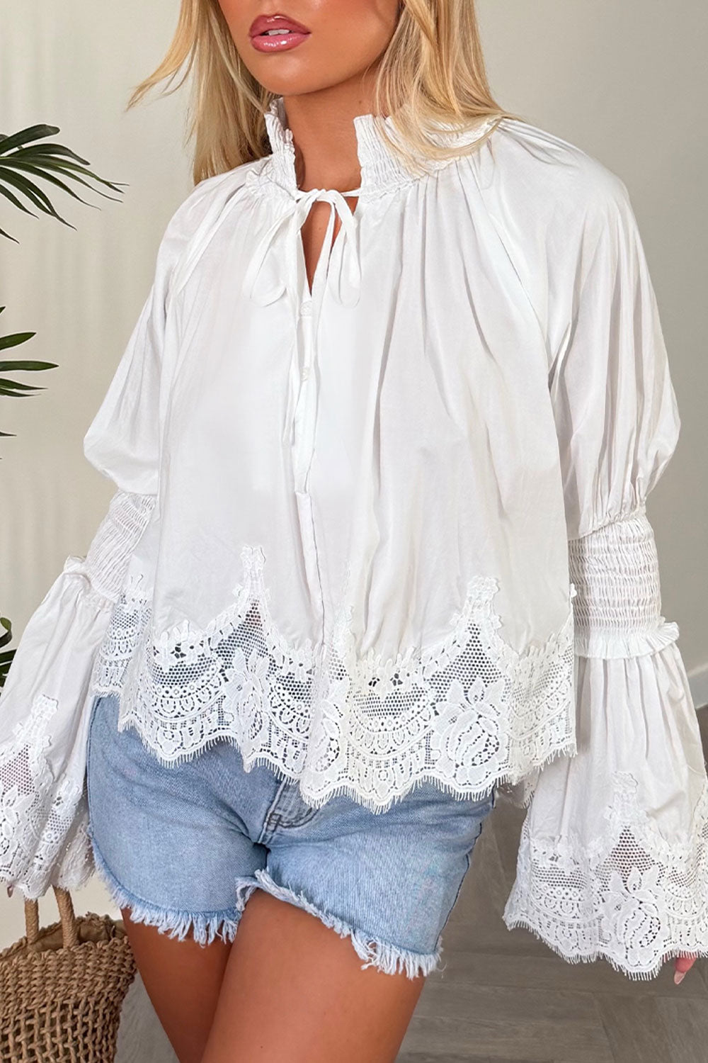long shirred flare sleeve blouse top for womens summer holiday top styledup uk