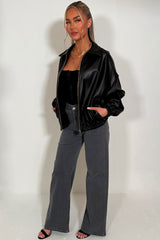 womens long sleeve bomber jacket with collar styledup