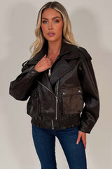 zara faux leather jacket brown styledup uk