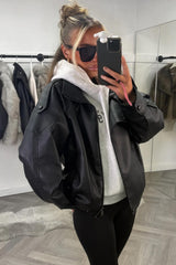 leather oversized jacket black styledup uk