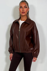 zara womens faux leather bomber jacket with long sleeves