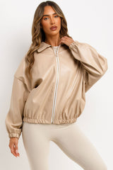 womens long sleeve bomber jacket with collar styledup