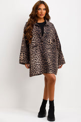 womens leopard print oversized jacket for womens