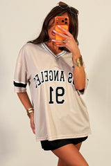 womens football jersey t shirt with los angeles print festival outfit uk