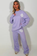 lilac knitted lounge set couture club womens uk