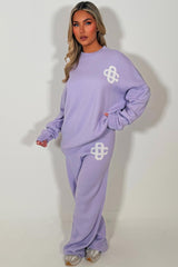 womens knitted lounge set with contrast emblem couture club womens 