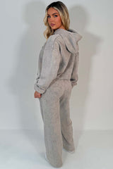 womens acid wash hoodie and joggers lounge set tracksuit with C emblem styledup uk