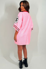 pink sequin lips oversized t shirt dress christmas party outfit