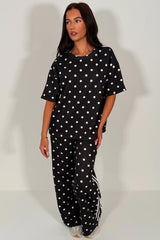 womens polka dot trousers and top co ord set with side stripe adidas uk inspired