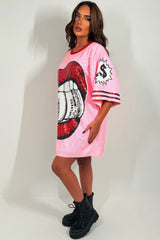 sequin lips oversized t shirt dress christmas party outfit