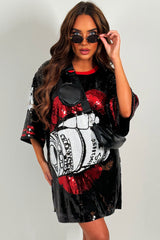 black sequin lips oversized t shirt dress christmas party outfit