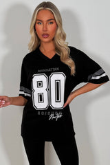 womens oversized baseball jersey cotton t shirt with manhattan 88 print everyday casual outfit styledup uk