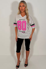womens oversized baseball jersey t shirt with manhattan 88 print everyday casual outfit styledup uk