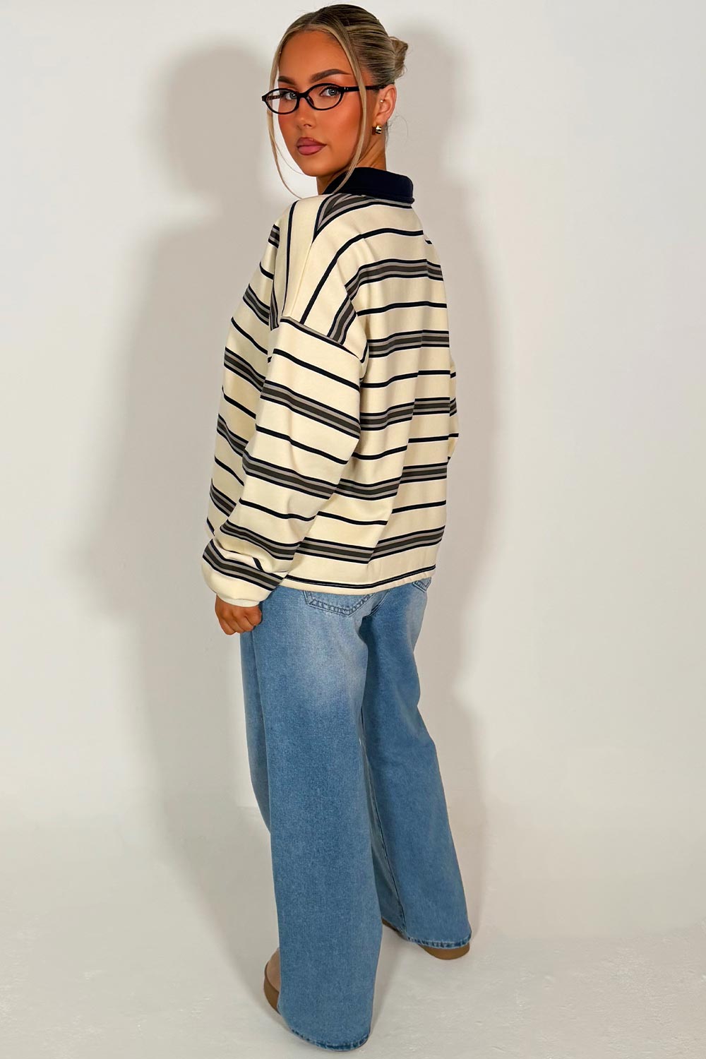 womens striped collared jumper zara uk sale 