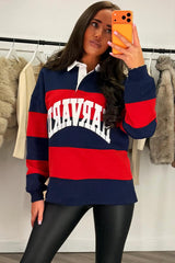 harvard striped sweatshirt with collar womens styledup