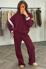 womens loungewear co ord set long sleeve oversized sweatshirt and wide leg jogger two piece co ord set 