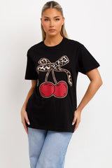 leopard print cherry t shirt womens