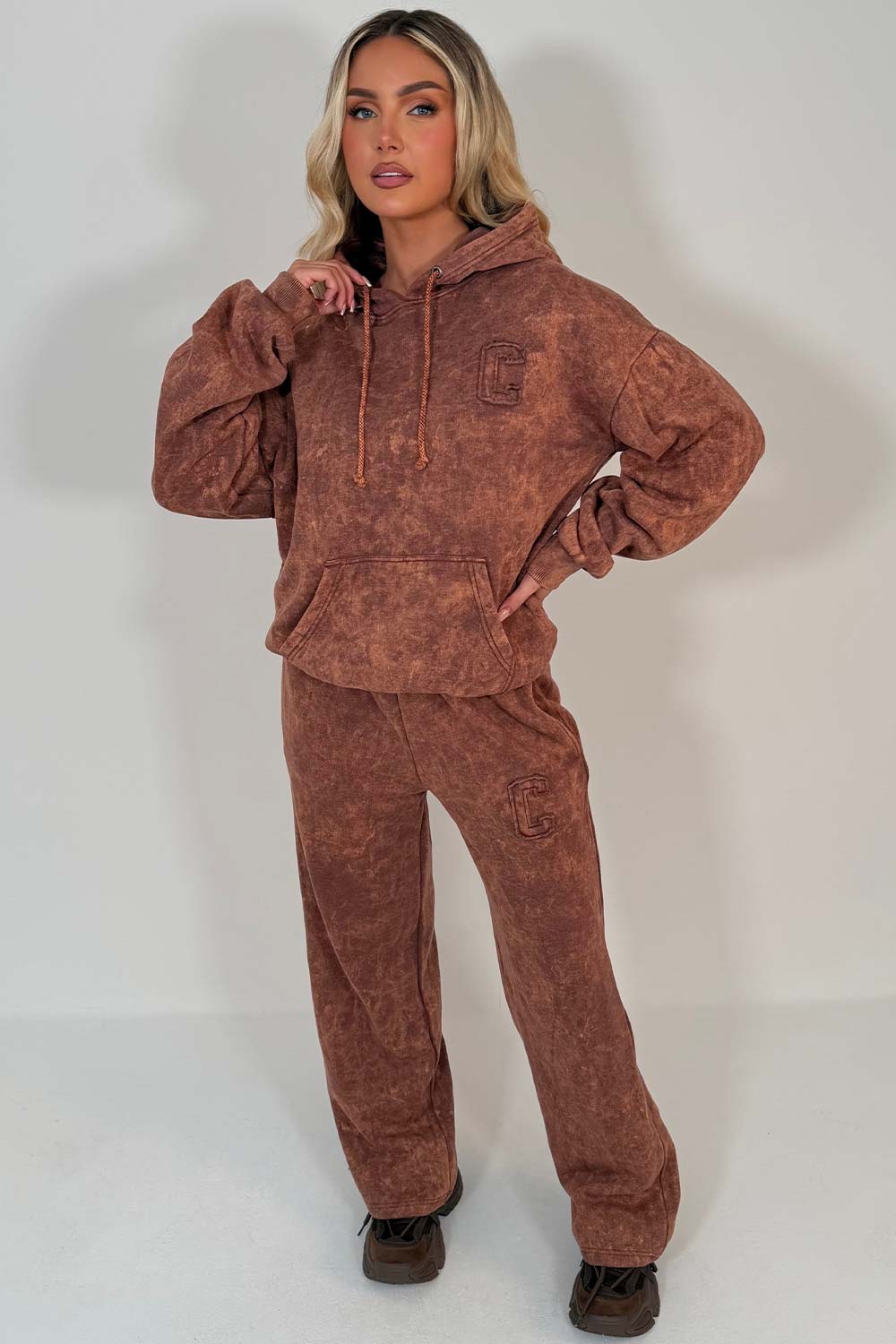 womens zara loungewear set hoodie and jogger tracksuit with c emblem