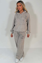 womens acid wash lounge set hoodie and jogger tracksuit with c emblem styledup