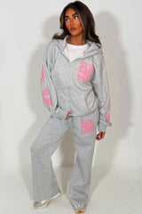 zip up oversized hoodie and wide leg jogger tracksuit new york athletic print womens