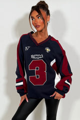 womens oversized sweatshirt with v neck athletic jumper premium quality 