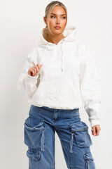 womens cross applique hoodie with kangaroo pockets 