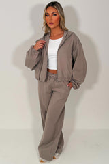 zara womens dove grey soft bomber jacket and joggers tracksuit set airport outfit 
