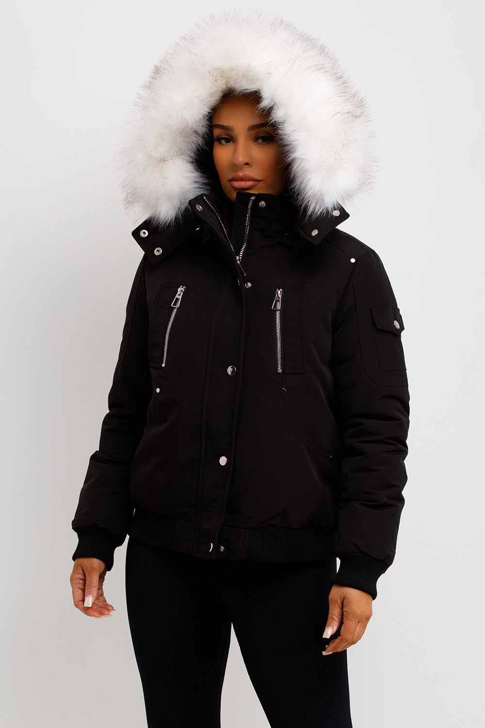 women fur hood bomber jacket moose knuckle canada