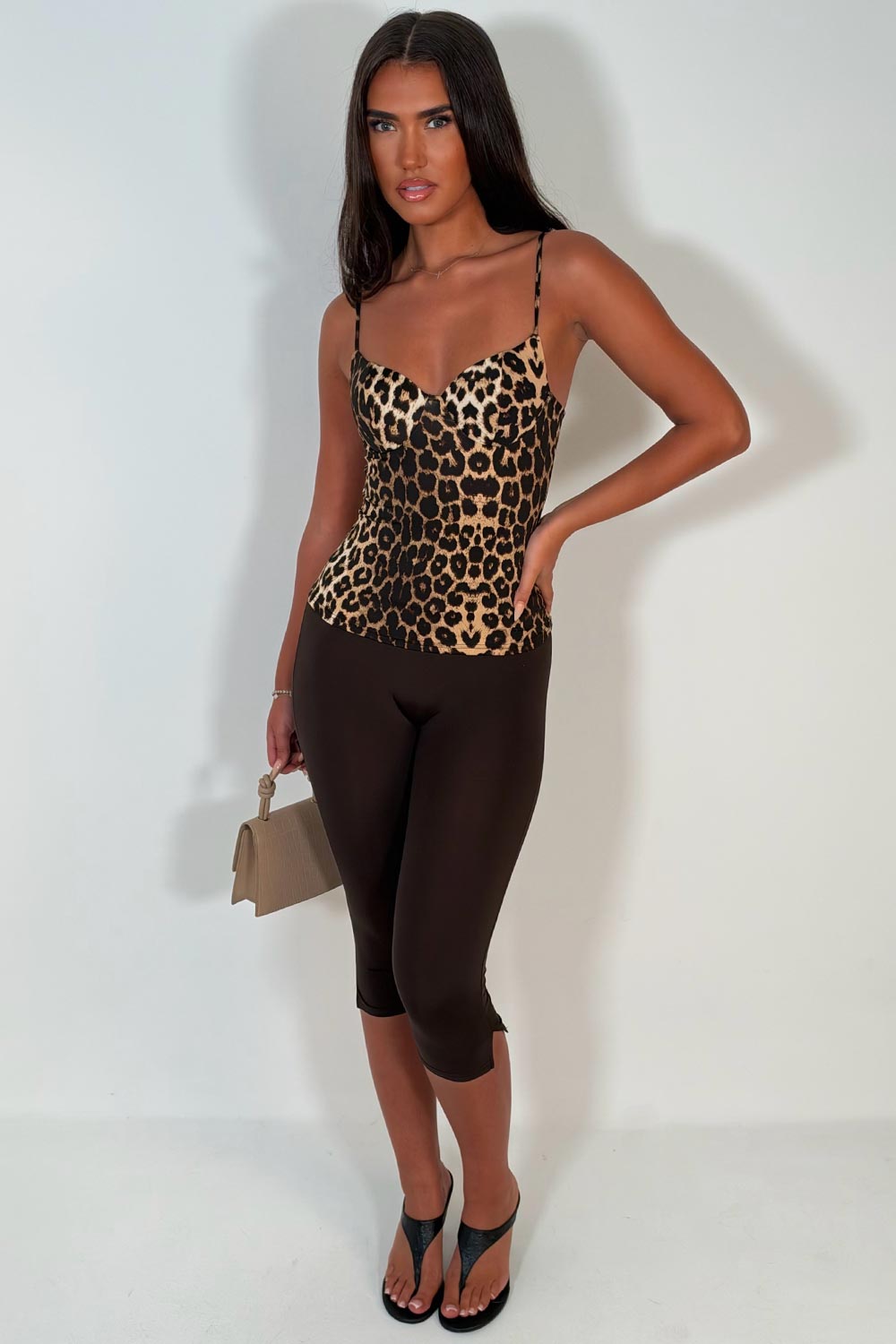 animal print corset cupped top with adjustable cami straps styledup uk