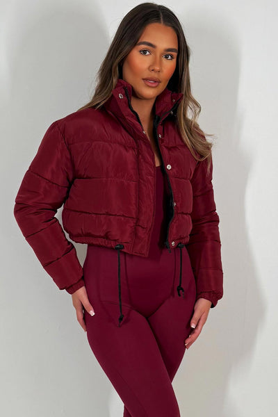 womens bershka puffer padded jacket with drawstring hem styledup