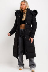 faux fur hood long black winter coat for womens styledup fashion sale uk 