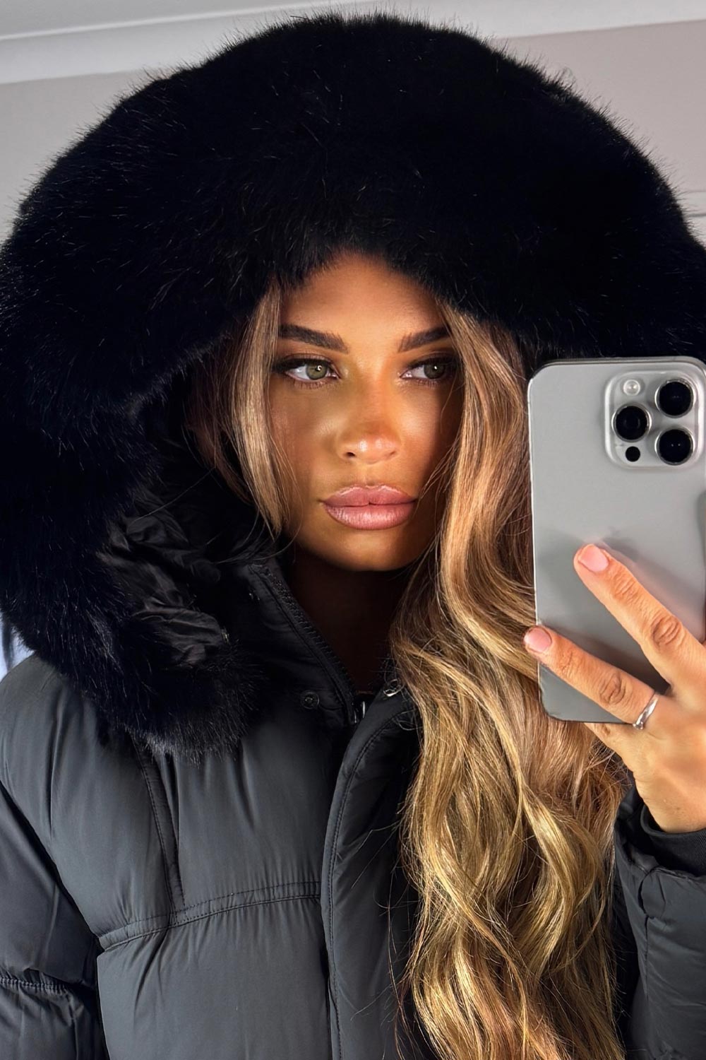 womens premium quality faux fur hood padded puffer jacket uk styledup
