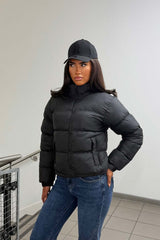 womens black puffer coat uk