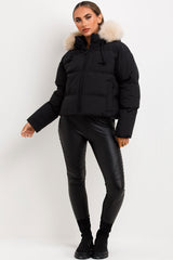 faux fur hood padded puffer jacket for winter