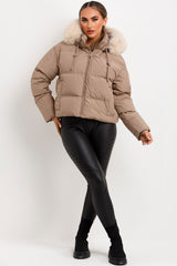 canada goose padded puffer jacket with fur hood womens