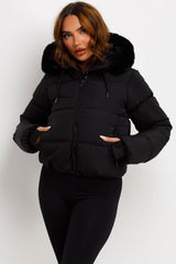 zara womens black puffer padded jacket for winter uk