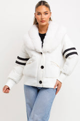 faux fur collar aviator jacket womens