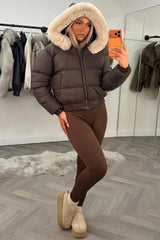 faux fur hood puffer padded winter jacket styledup uk