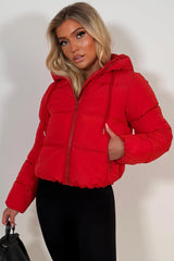 womens puffer jacket red zara uk